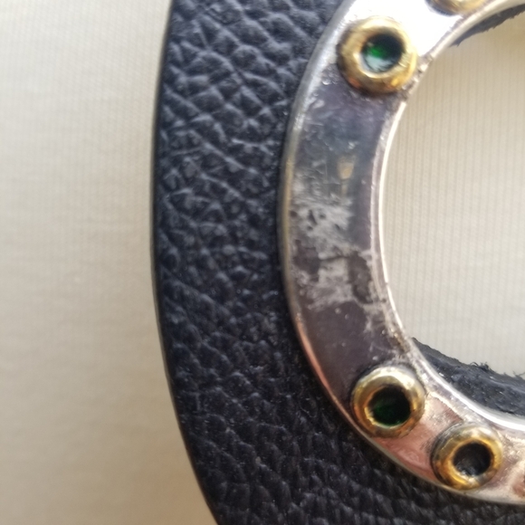 Vintage Chico's Adjustable Rhinestones Leather Wide Hook Belt - Picture 7 of 10